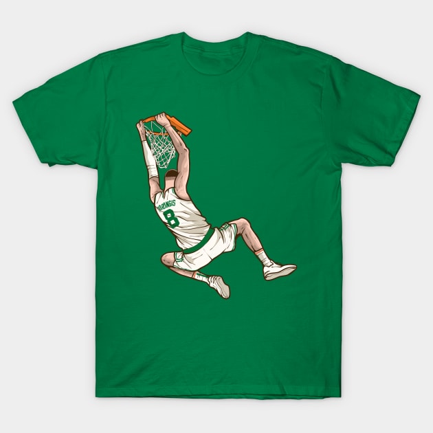 Kristaps Porzingis Boston Dunk T-Shirt by rattraptees